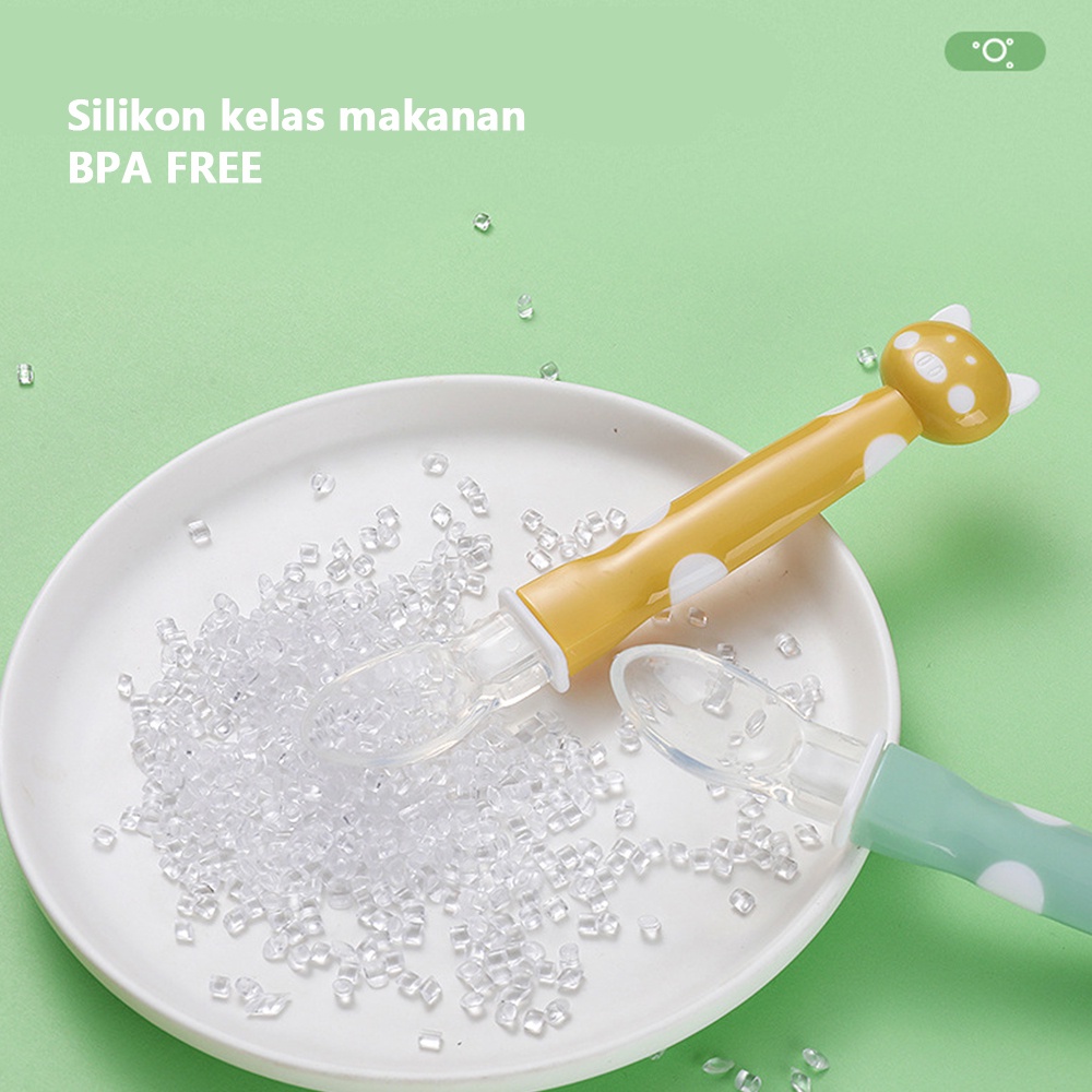 BAYI SILICONE TAHAN PANAS - SENDOK BAYI KARTUN LUCU BABY SAFETY SPOON B258