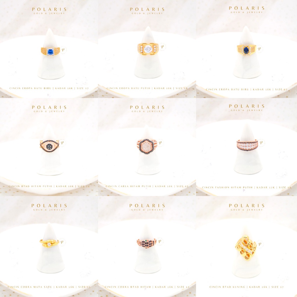 Cincin Look Besar Model Eropa Cewek Cowok Perhiasan Emas Kuning Rosegold Kadar Emas Tua 750/750 17K/16K CC3B