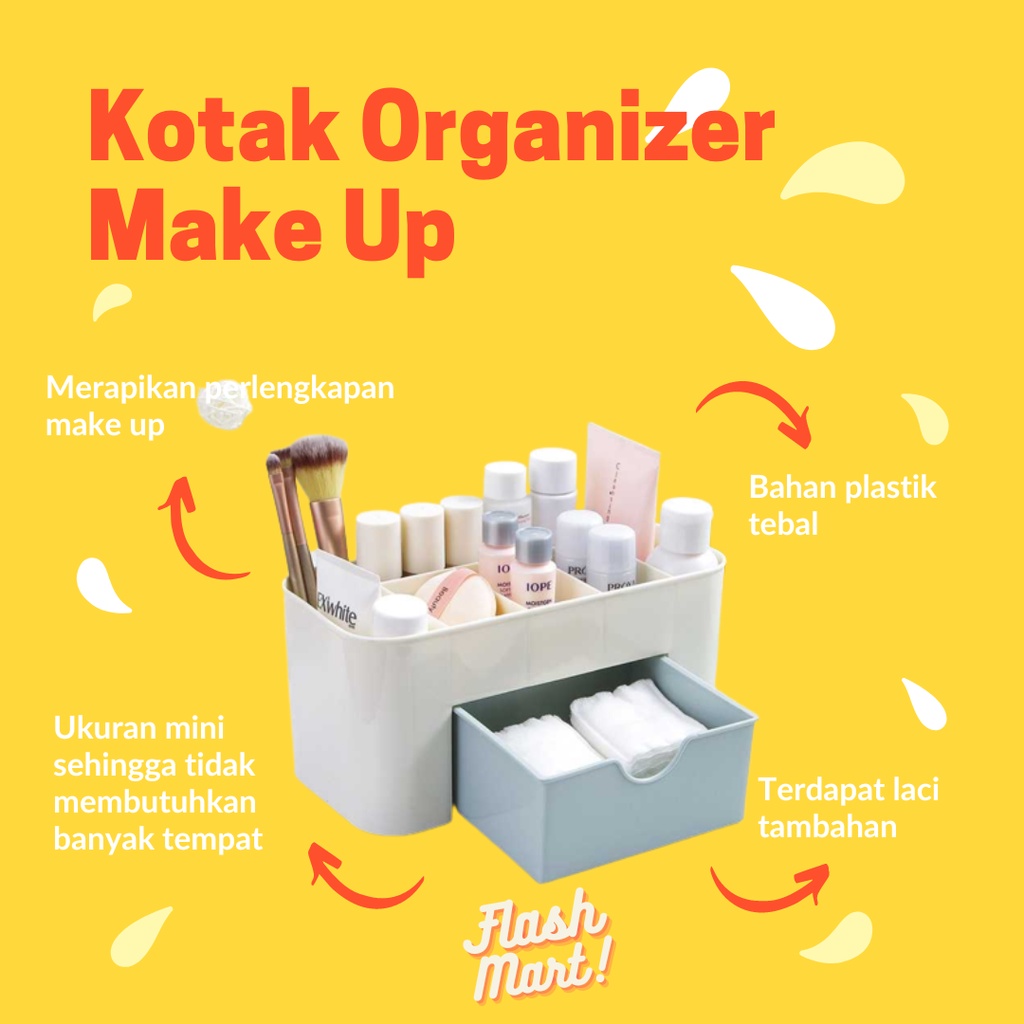 Flashmart Kotak Organizer Kosmetik Perhiasan Rak Make Up Gray / Pink