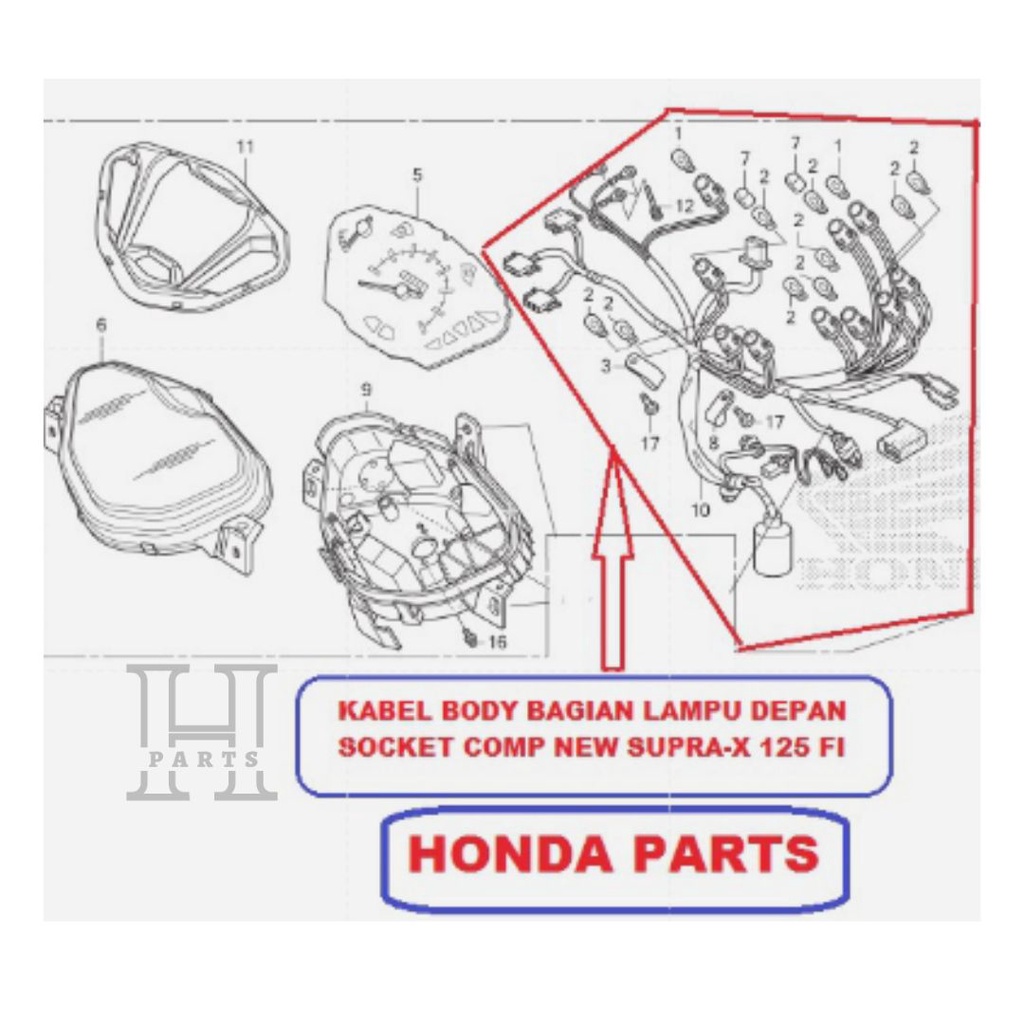 KABEL BODY BAGIAN SPEEDOMETER SOCKET COMP NEW SUPRA-X 125 FI ORIGINAL AHM