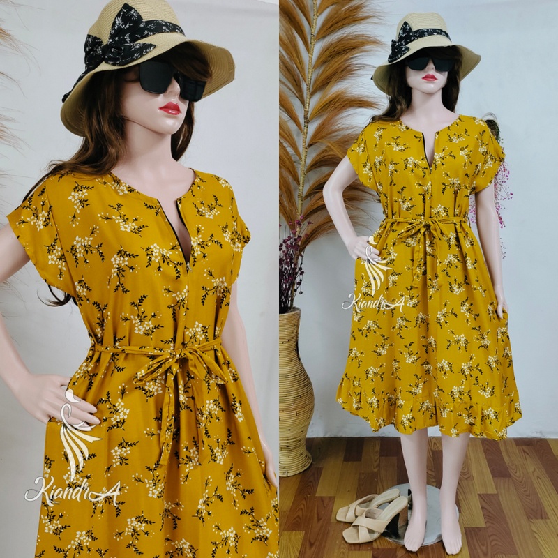 Kiandra - Midi Dress Tali Pinggang