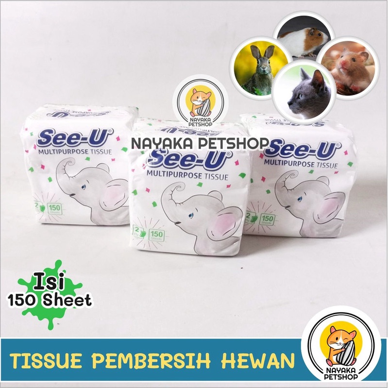 Tissue Hewan 150 Sheet Tisu Pembersih Kotoran Mata Telinga Luka Kucing Anjing Hamster Kelinci