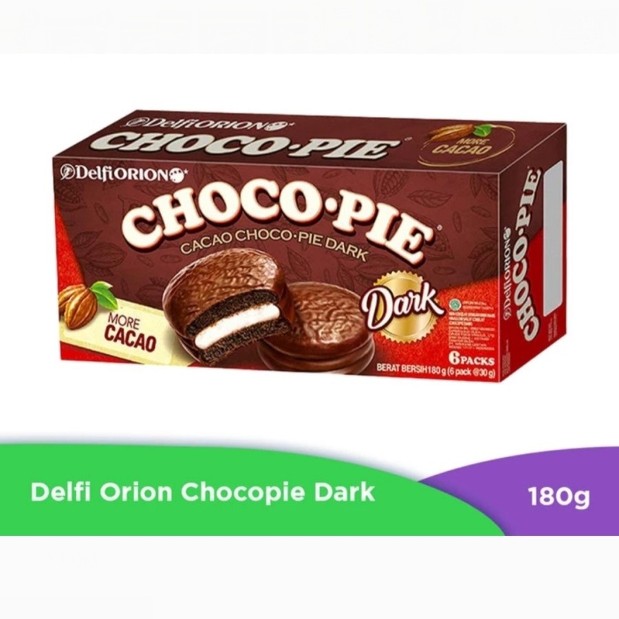 

Delfi Orion Chocopie Dark 180 gram 180g 6 Pack @30 gr coklat chocolate