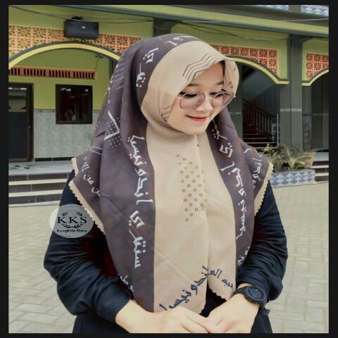 HIJAB KERUDUNG JILBAB  SEGI EMPAT VOAL  MOTIF  SANTRI INDONESIA TIKTOK SHOP TULISAN KORAN ARABIC KOR