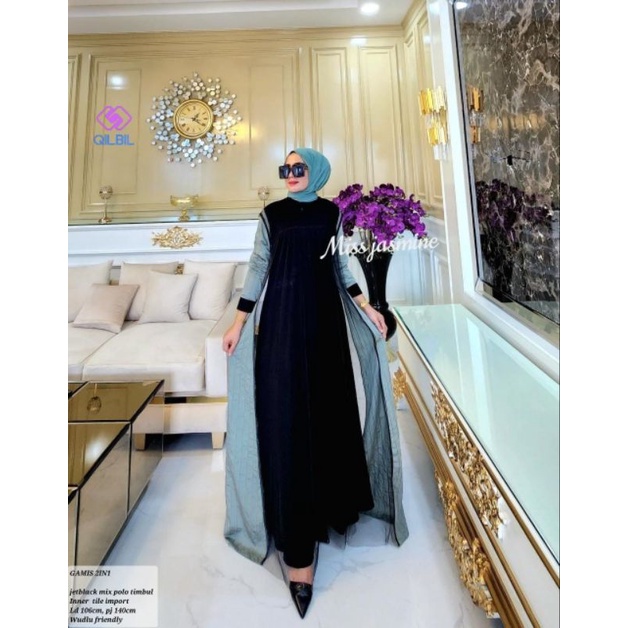 GAMIS 2IN1 + SUNSHINE HOMEY SYARI ori by QILBIL