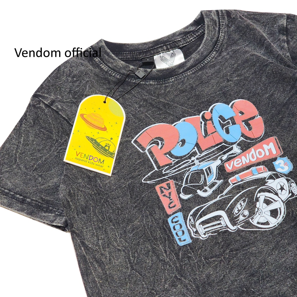 Vendom Kids Baju Kaos Anak Washet Laki Laki / Perempuan Unisex Umur 1-12 Tahun Bahan Cotton 30S