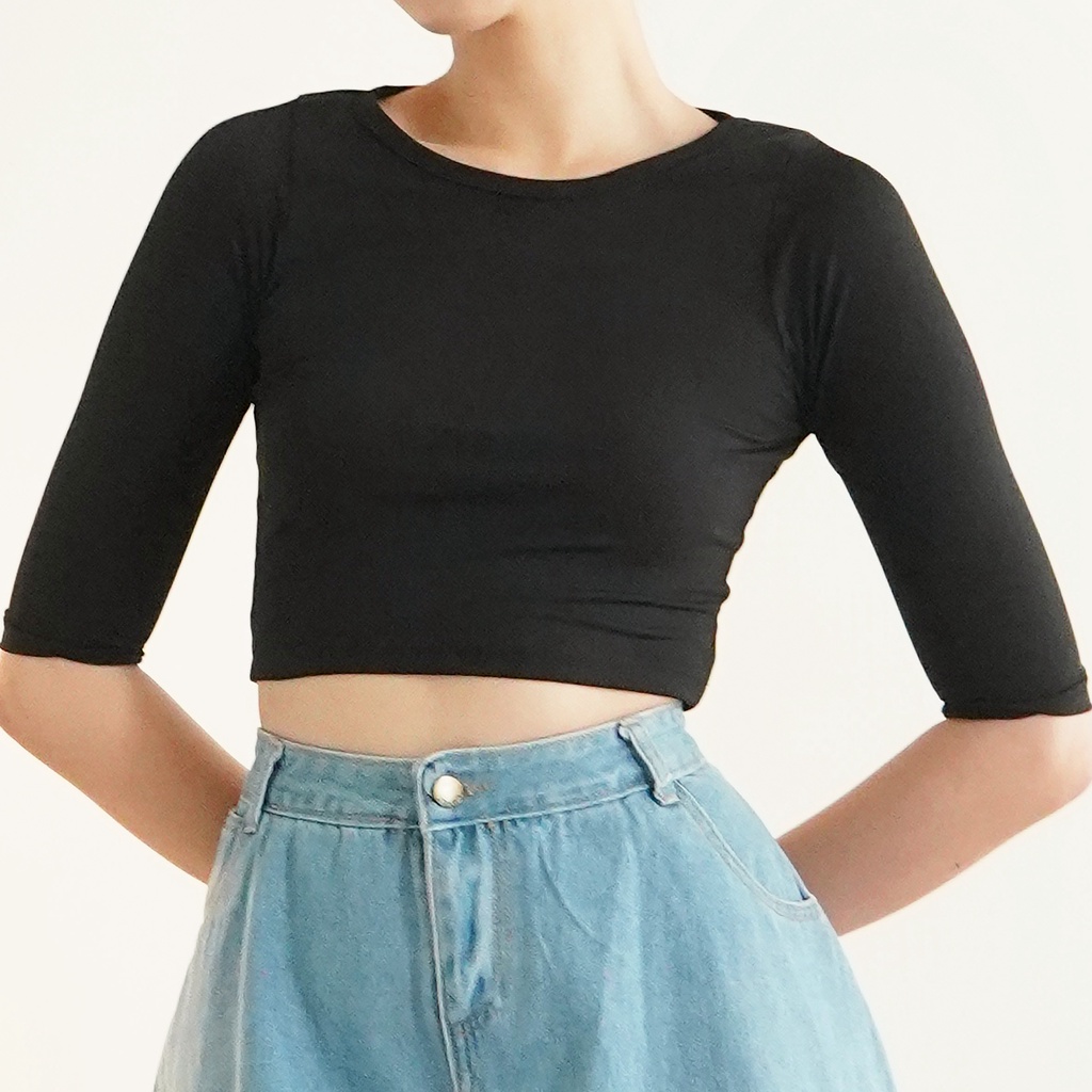 Korean Croptop 3/4 Lengan Panjang Wanita Slim Body Top 182