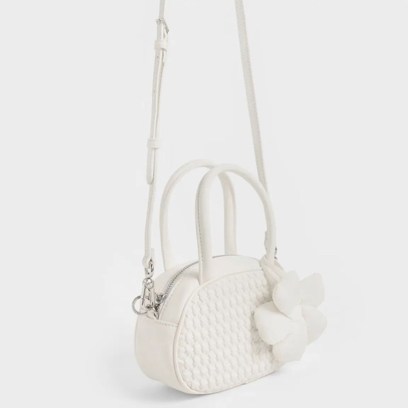 C Nylon Textured Top Handle Bag