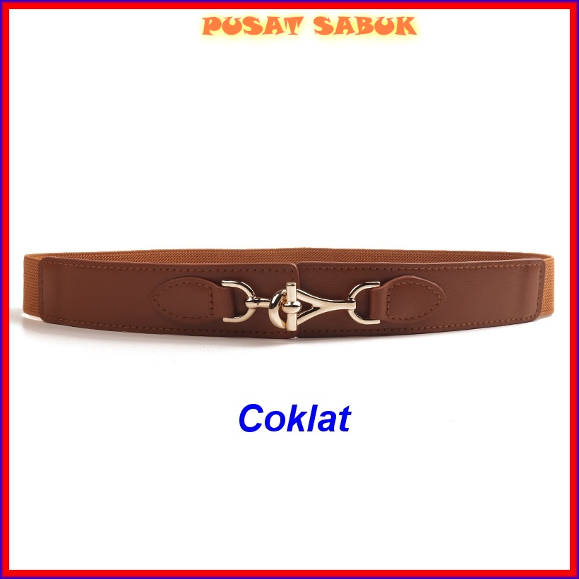 Gesper Ikat Pinggang Belt Wanita Sabuk Fashion Korea Obi Elastis Karet Cewek ban Kulit Cantik gaun Murah Kekinian Gasper Terbaru Grosir Murah Import Tali Hitam Coklat Gold Model Blet Kecil Ramping Besar Oby Dewasa Pesta Kuat Awet Cm Inch Emas