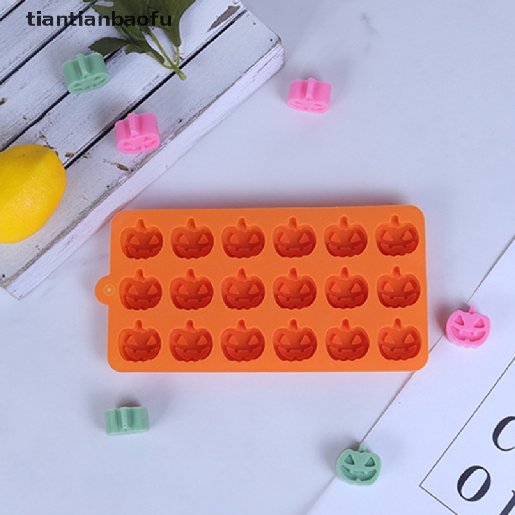 [tiantianbaofu] 18 Holes Mini Halloween Silicone Pumpkin Mold for Thanksgiving Pumpkin Chocolate Gummies Candy Christmas Candy Cake Decoration