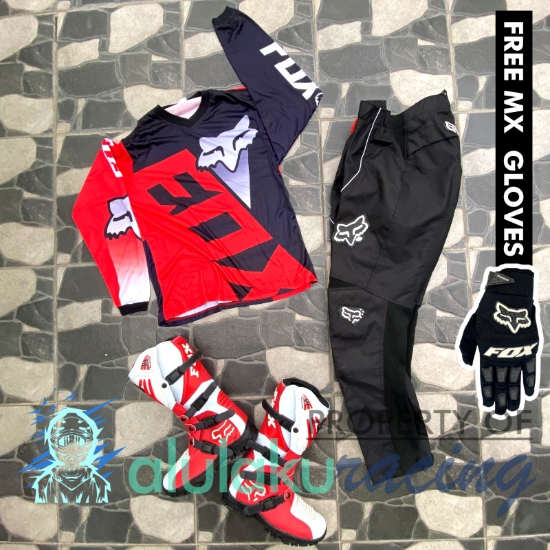 Jersey, Celana, Sarung Tangan &amp; Sepatu SV Fullset MX Trail Motocross - Paket Bundling FOCTSV130110-F41