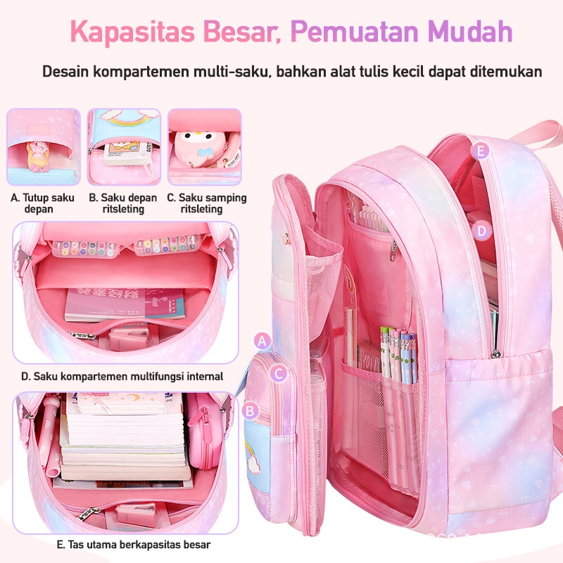 LNR Shop S-011 S-012 S-013 S-015 ZMBABY PIKBEAR Tas Ransel Sekolah Import Untuk Anak Perempuan Model Kulkas TK - SD Kelas 1 2 3 4 5 6 Ransel School Bag Anak Tahan Air Bahan Polyester Ringan Lembut Sekolah Dasar Taman Kanak Cewek Playgroup Pre-K K1 K2