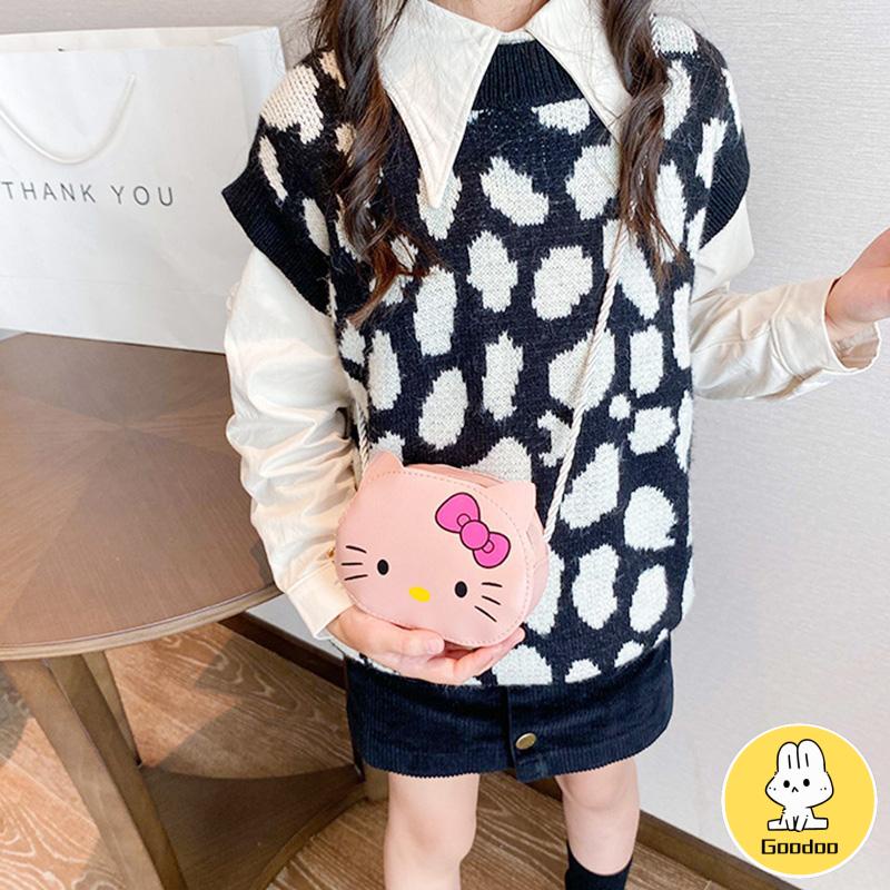 Tas Anak Hello Kitty Yang Indah Anak Perempuan Kartun Lucu Tas Bahu Fashion Mini Messenger Bag PU Tas Kecil -Doo