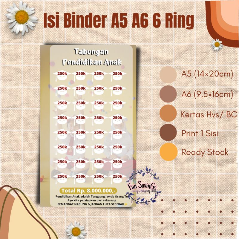 

[ FUN] Isi Binder A5 A6 6 Ring | Tabungan Pendidikan Anak