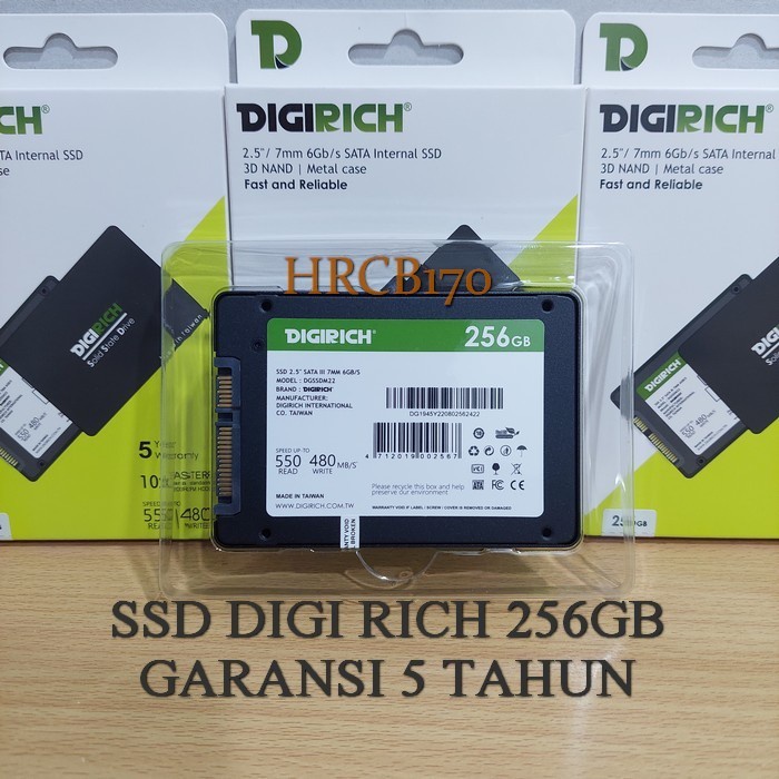 SSD DIGI RICH 256GB 2.5 Inch SLIM 6.0Gb/s SATA 3 Internal SSD -HRCB