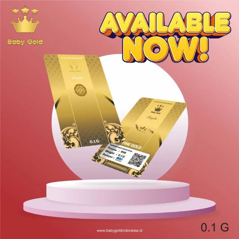 BABY GOLD New Reguler Series 0.1 Gram Kemasan PVC TERMURAH TERLARIS Emas Mini Emas Batangan Logam Mulia Murni 24 Karat Bersertifikat Resmi Asli Original Tabungan Emas Souvenir Keren Mewah