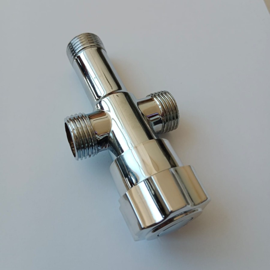 Stop Kran Keran Air Stainless Toilet Dobel Cabang Shower / Silver Mengkilap 1/2 Inch SAMBUNG FLEKSIBEL SHOWER TOILET high quality