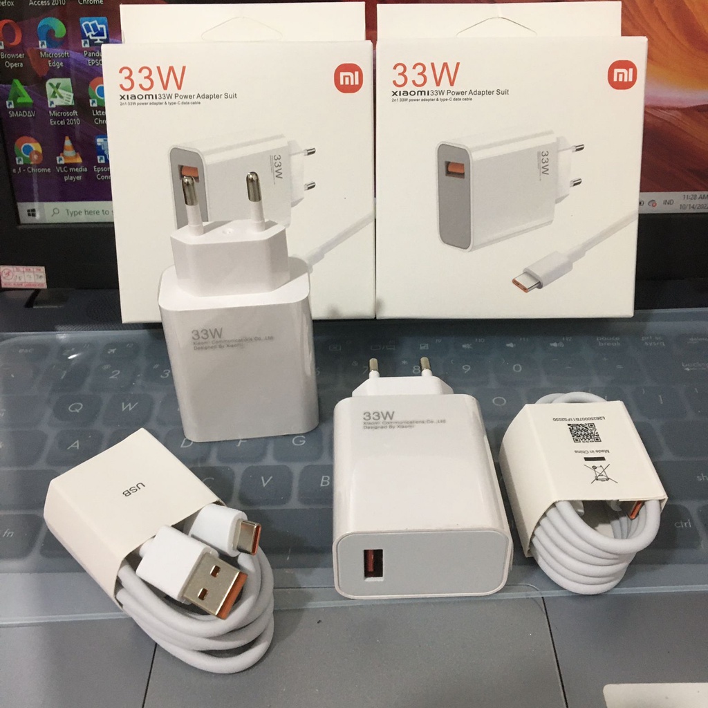 CHARGER XIAOMI 33Watt FAST CHARGING TYPE C / adaptor + kabel data tipe c 33W / charger xiaomi tipe c FOR REDMI NOTE 7/ 8/ 8 PRO/ MI8/ MI9/ MI10 NEW