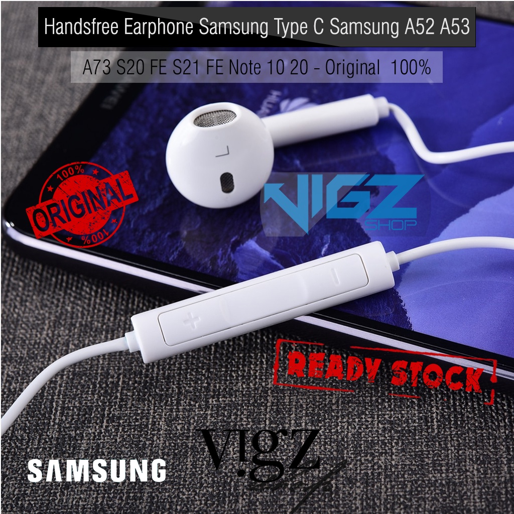 Handsfree Earphone Samsung Type C Samsung Galaxy A33 / A53 / A54 / A73 / S20 FE / S21 FE / Note10 / Note20 / Note 10+ / Note 10 Lite / S10 Lite Type C Original