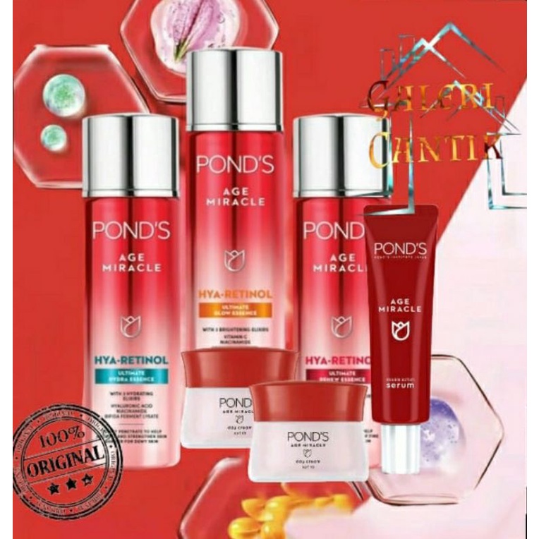 (Near Ed juli 2025) Pond's/Ponds Age Miracle day night cream serum hya-retinol essence