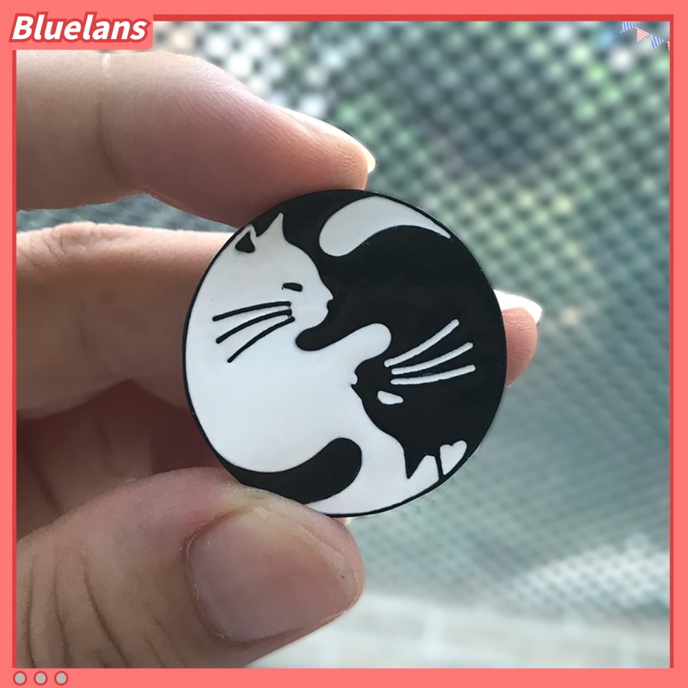 Bros Pin Enamel Bentuk Kucing Bulat Untuk Dekorasi Pakaian Topi Ransel Unisex