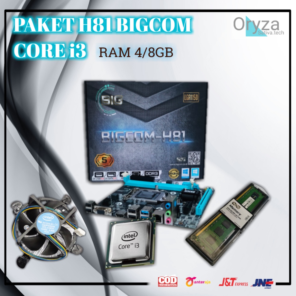 PAKET BIGCOM MOTHERBOARD H81 CORE i3 RAM 4/8