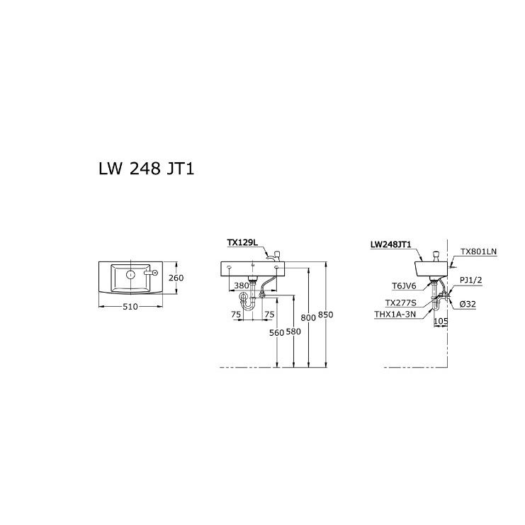 Wastafel TOTO Set Komplit / Westafel Cuci Tangan