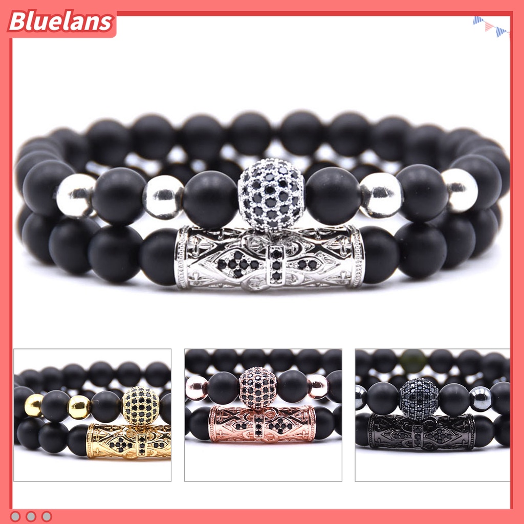 2pcs / Set Gelang Manik-Manik Bahan Alloy Tahan Korosi Untuk Pria