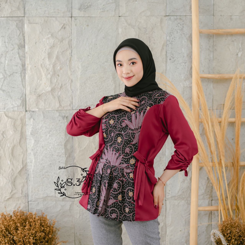 Batik Alina Baju Batik Wanita Modern Atasan Batik Kerja Wanita Blouse Batik Kantor M L XL XXL Seragam Batik