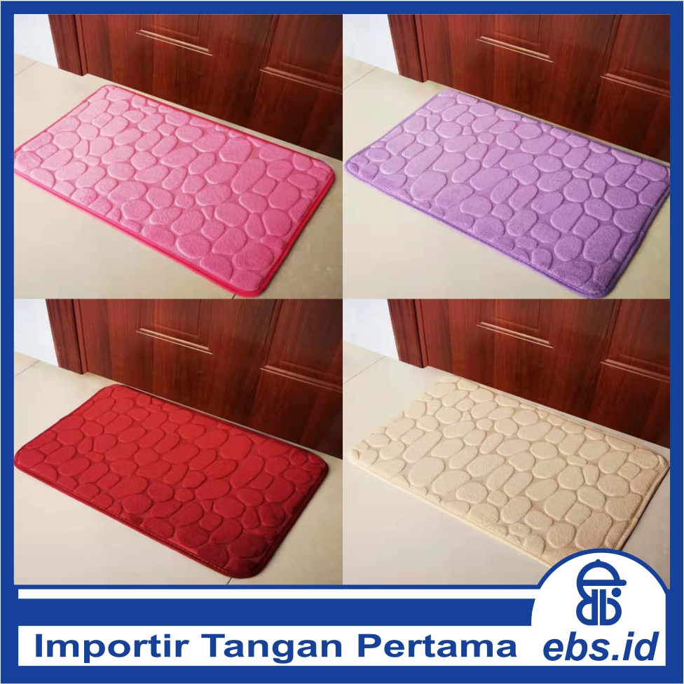 𝗘𝗕𝗦 ✅ KS001 Keset Kaki (Tanpa Kemasan) Anti Slip Motif Batu 10 Warna 40x60CM Bahan Memory Foam Alas Lantai Keset Kamar Mandi Import Murah