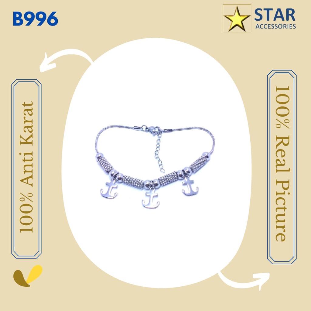 Gelang Titanium Bandul Jangkar Silver