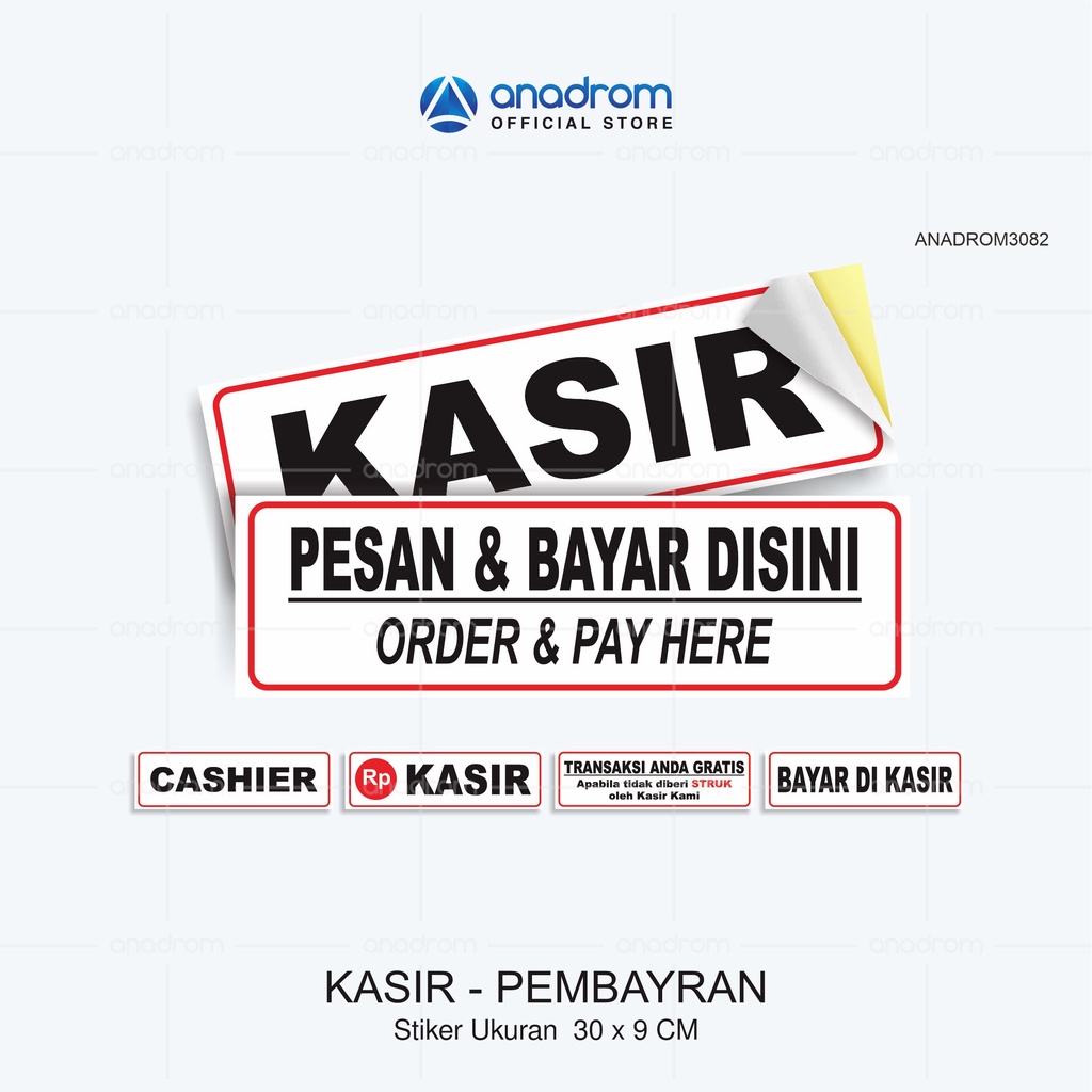 

Stiker Kasir | Waterproof 30x9 cm | Anadrom 3082