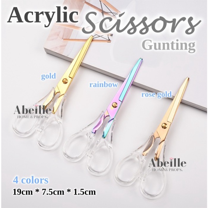 

Gilaa!!! Gunting Acrylic Scissors Rose Gold Stainless Stationary Terlaris