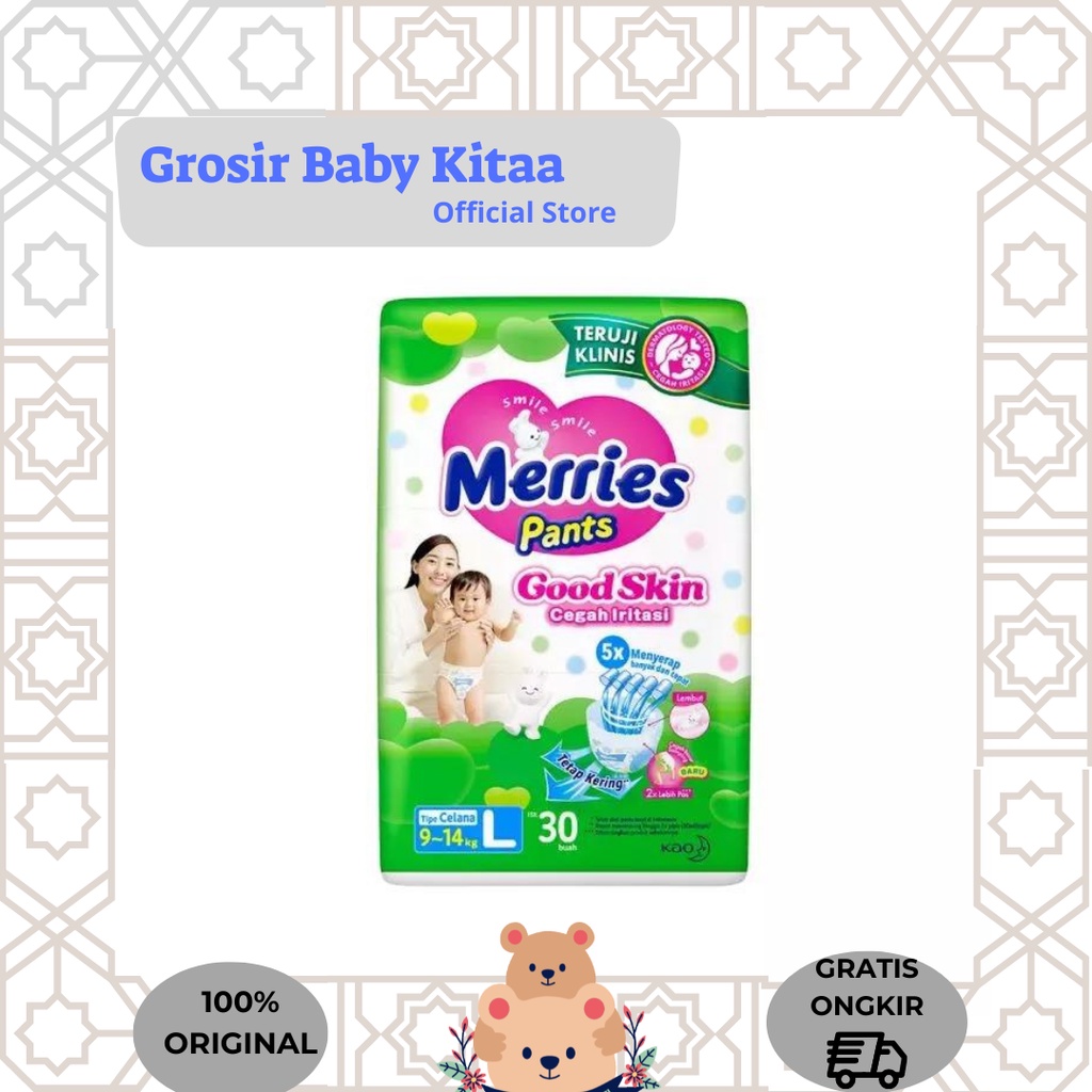 MERRIES GOOD SKIN PANTS L30 - L 30 - Popok Merries Pants L isi 30