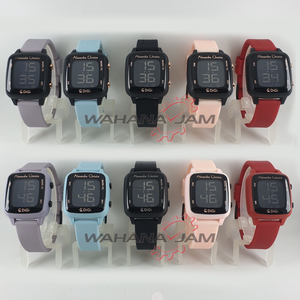Alexandre Christie AC 9369 LH / Jam Tangan Wanita AC9369 Digital Karet Rubber Alexander Cewek Ori