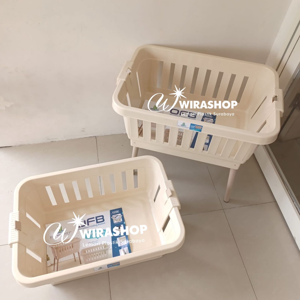 Olymplast Folding Basket Keranjang Plastik Lipat dengan kaki / Keranjang Baju olymplast (OFB)  khusus instant