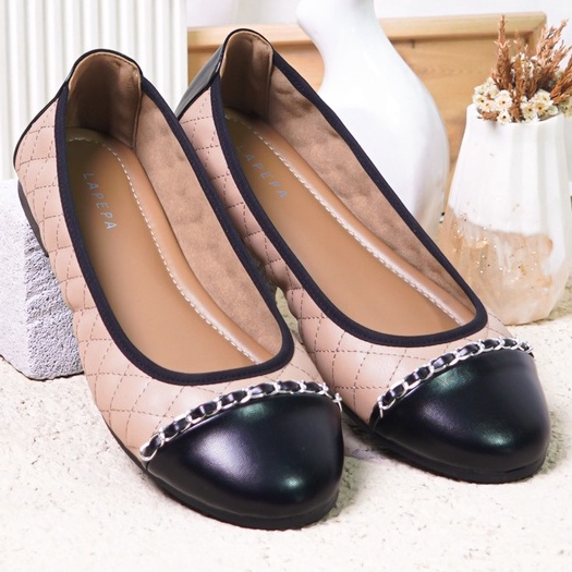 LAPEPA YUK - Sepatu Flat Shoes Wanita ZALFA Untuk Kerja kantor Spatu Flatshoes Kasual Cewek Kuliahan Jalan Santai Casual Empuk Nyaman Slop Lancip Warna Mocca Coksu Brown Cokelat SOft Selop Premium Original Kekinian Terbaru Shoes ORI Mall Official Store