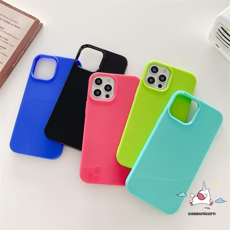 Soft Case TPU Warna Permen Glossy Untuk IPhone 11 XR 7 8 Plus 7plus 8plus 13 14 Pro Max 14 Plus 14 Pro