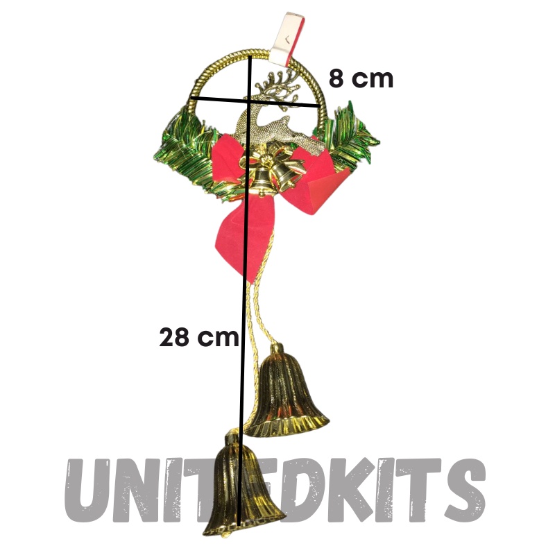 GANTUNGAN BUNGA LONCENG DEKORASI NATAL ORNAMEN NATAL HIASAN NATAL A82009- AKSESORIS POHON NATAL UNITEDKITS