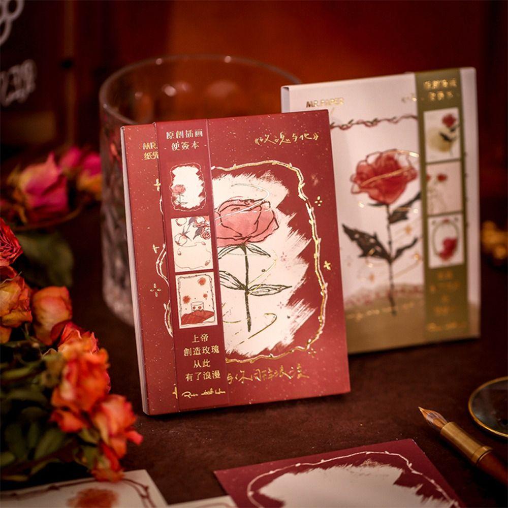 Lanfy Loose-leaf Notepad Perlengkapan Kantor Bahan Kertas Alat Tulis Sekolah DIY Scrapbook Romantic Rose Series Hard Cover Retro Notepad