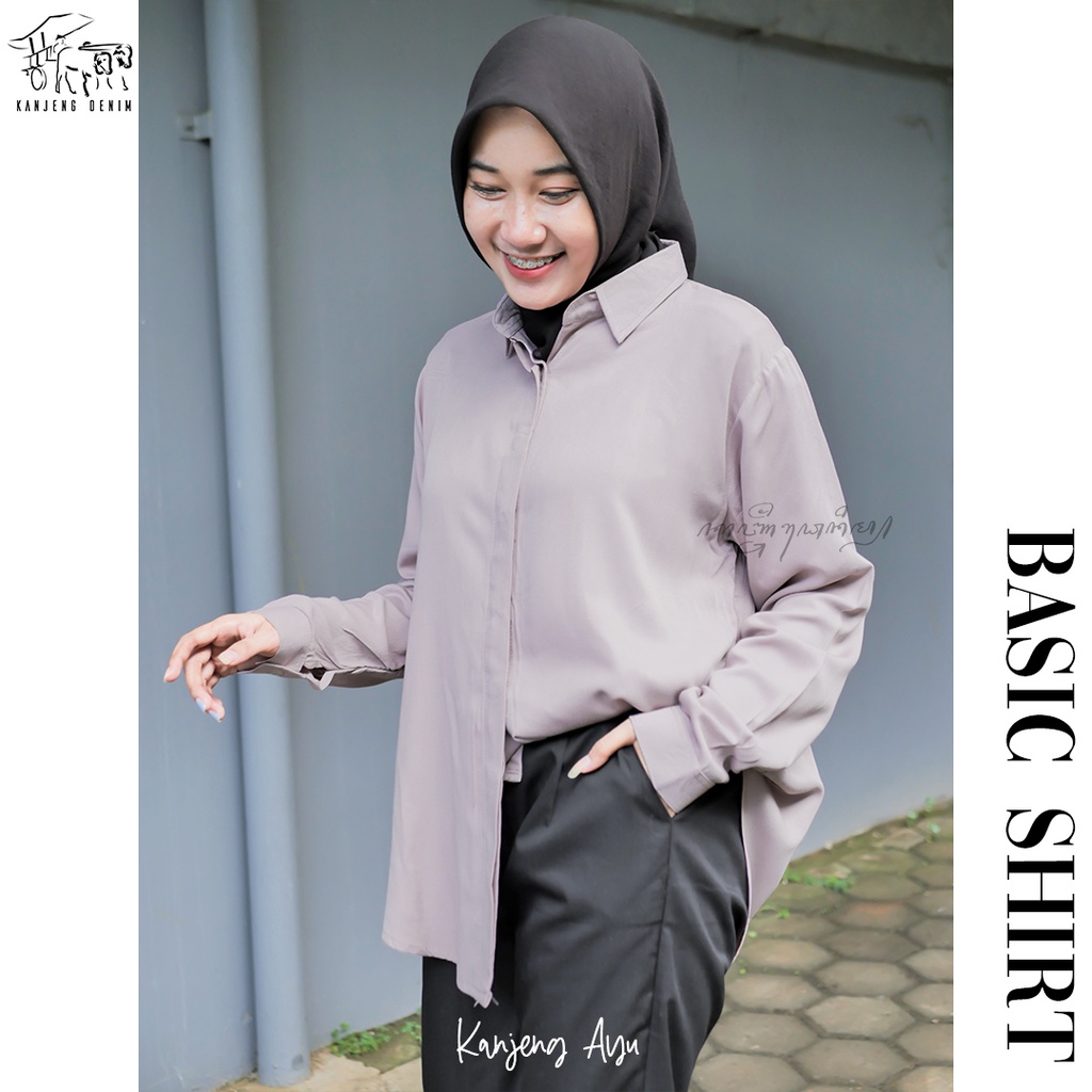 Kemeja Wanita Basic Polos Rayon Twill Premium