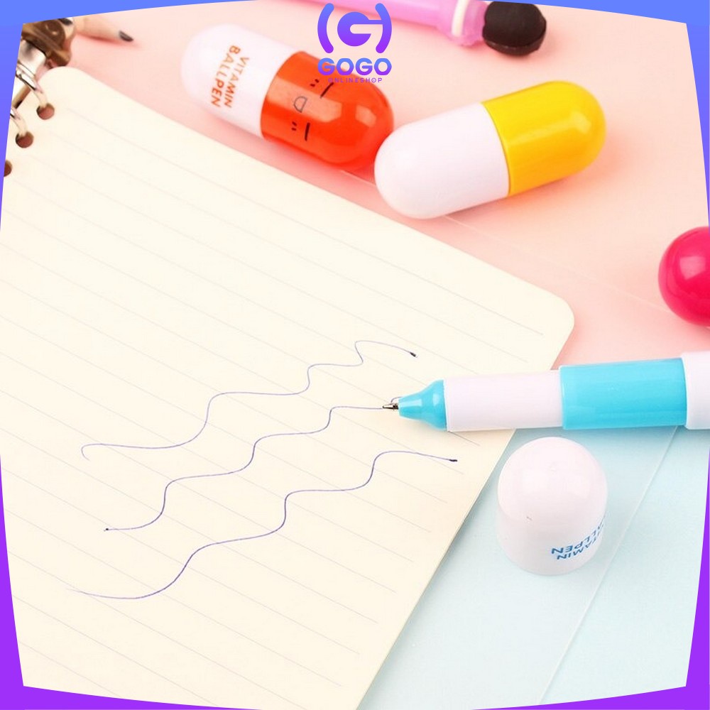 GOGO-A4 Pulpen Emoticon Vitamin / Pen Unik / Pena Kapsul / Pulpen Stationary Souvenir Pernikahan