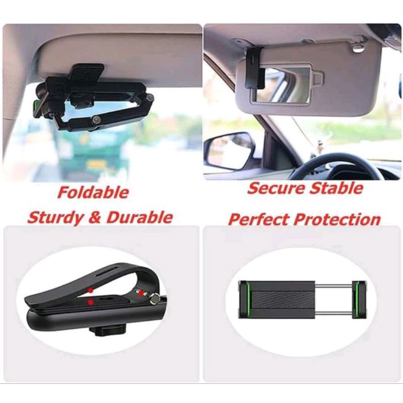 CAR PHONE HOLDER MOBIL HD-58 STAND Handphone Jepit Gantung di Visor Penyangga Hp Tongsis Selfi Rearv