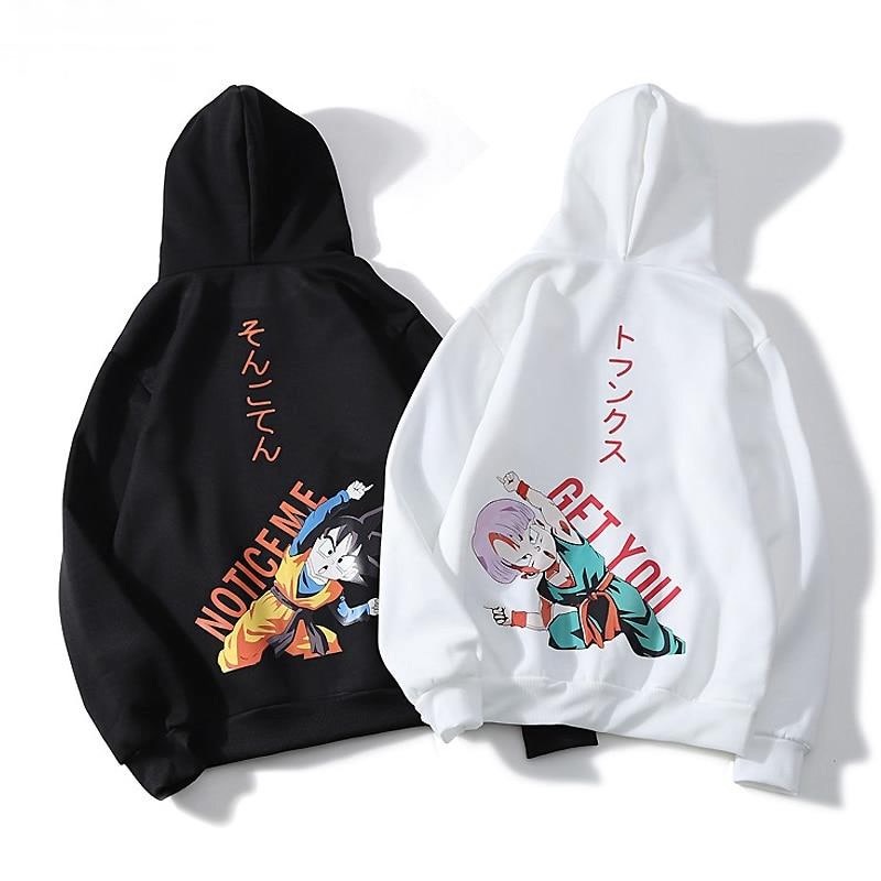 Promo COD Hoodie Harajuku Unisex Hoodies Pasangan Sweatshirt Pria Hoodies Anime Dragon Ball Jepang Lucu Dicetak Kebesaran Pullover Streetwear