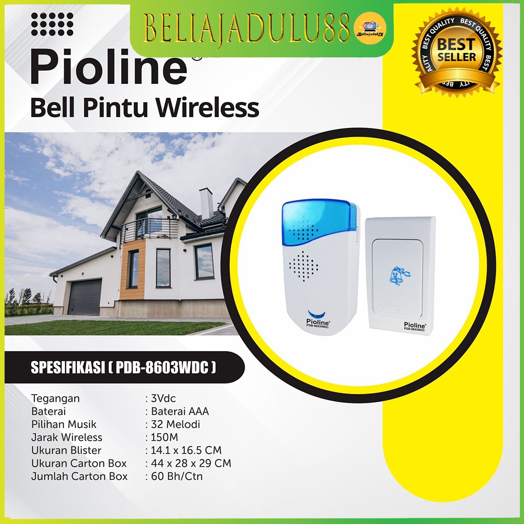 Beliajadulu88 Bel Pintu Rumah Door Bell Pioline Wireless 32 Melody PDB-8603WDC