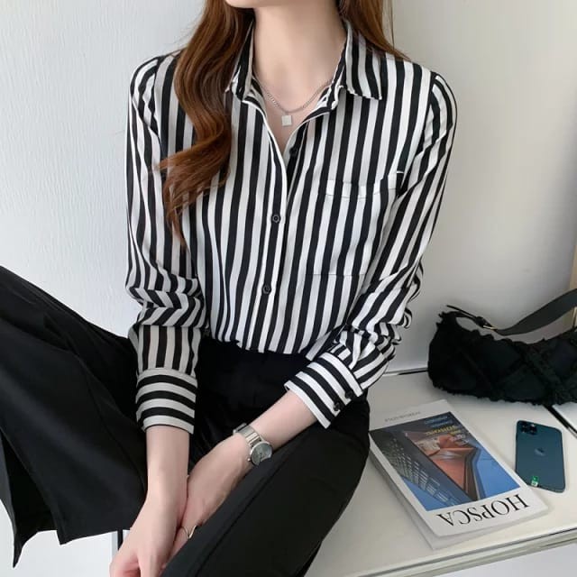 kemeja wanita lengan panjang remaja jumbo murah terbaru korean style kekinian baju perempuan polos m