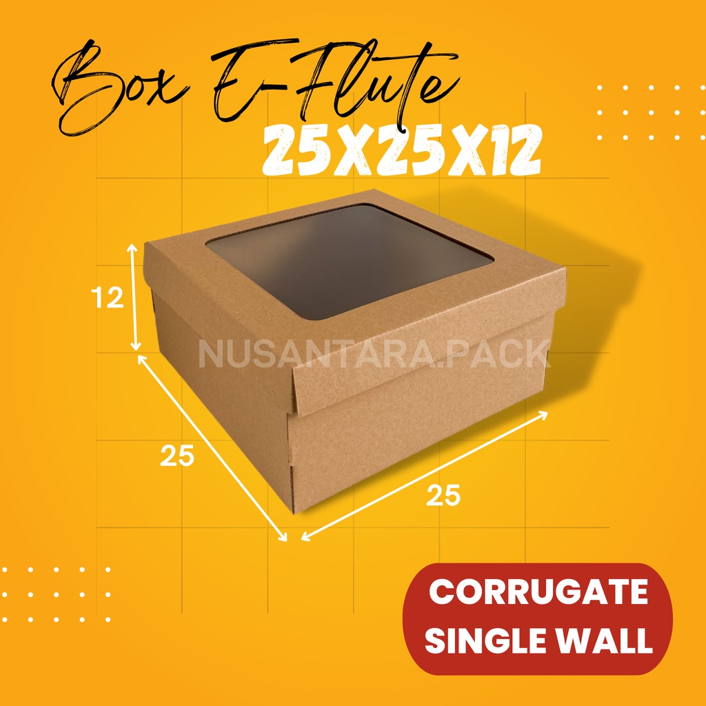 

E-FLUTE Kotak Pudding Cake Kue Tart Cupcake Bolu Chiffon Corrugated Box 25x25x12