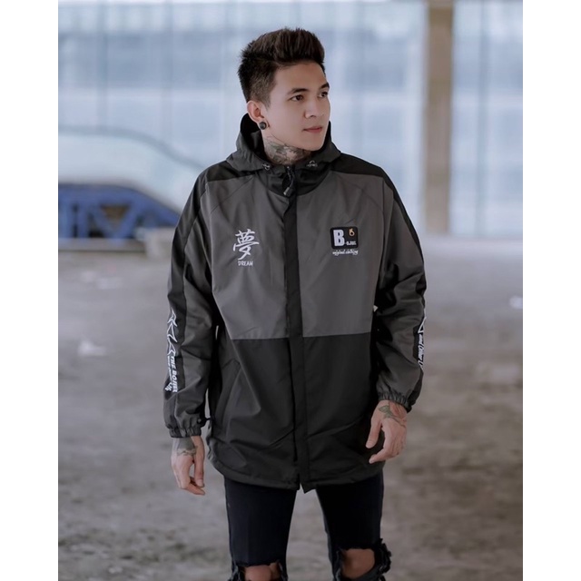 The Bojiel - Jaket Pria Jaket Parasut Jaket Outdoor Mountain Jaket Distro Jaket Casual Grey Black