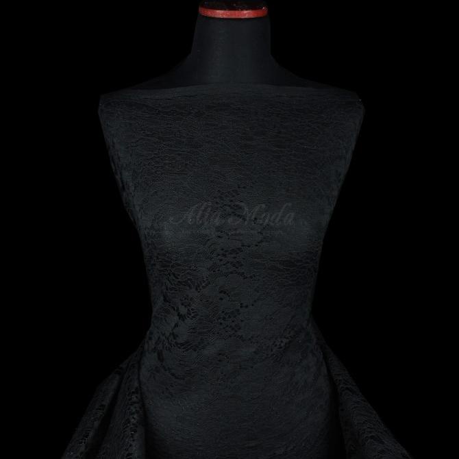Brokat Kebaya Elegan Cord Bunga Mawar Abstrak (Hitam) (Alta Moda)*
