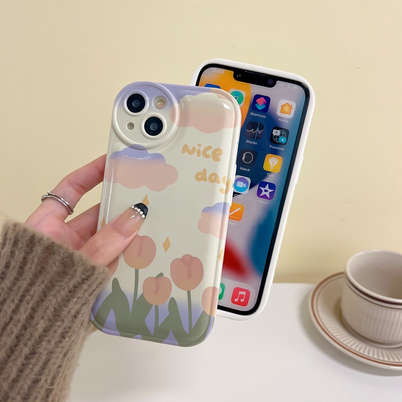 Soft Case Desain Tulip Air Cushion Untuk OPPO A57 A5 A9 A53 A33 A31 A7 A5S A12 A11K F9 Pro A15S A35 A32 A33 F11 A3S VIVO V23 S1 Y11 Y20 Y30 Y19 Y20i Y15S Y12